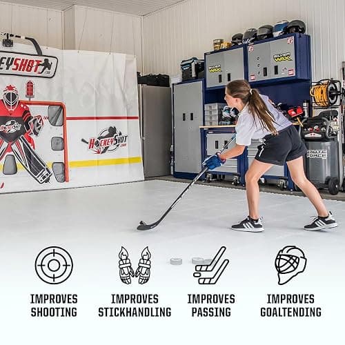 HockeyShot All-Star Dryland Flooring Tiles 10 Pack, 18x18, White, Non-Skateable - Year-Round Hockey Training Surface, Versatile, Durable, Easy Install, Made in Canada. thumbnail 3