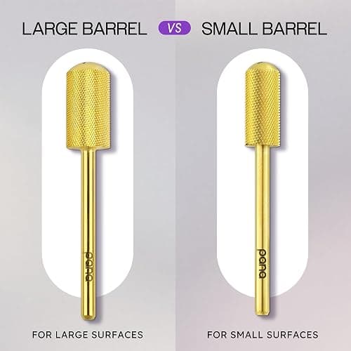 PANA 3/32" Large Smooth Round Top Safety Carbide Nail Drill Bit for Gel Polish & Acrylic Removal Nail Salon Manicure Pedicure Electric File Tools (Large Barrel - Gold, Extra Fine) - Extra Fine - Large Barrel - Gold thumbnail 6