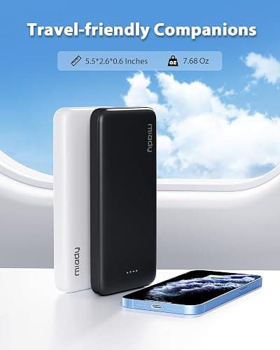 Miady 2-Pack 10000mAh Dual USB Portable Charger, USB-C Fast Charging Power Bank, Backup Charger for iPhone 15/14/13, Galaxy S23/22, Pixel and etc - Black+White thumbnail 8