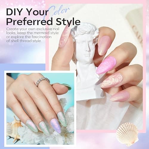 Modelones Vernis à Ongles Semi Permanent 6 Couleurs Rose Blanc Perle Effet Soak Off Vernis Gel Uv Semi Permanent avec Stick Dessine le Cercle pour Printemps Eté - Perle Rose thumbnail 2