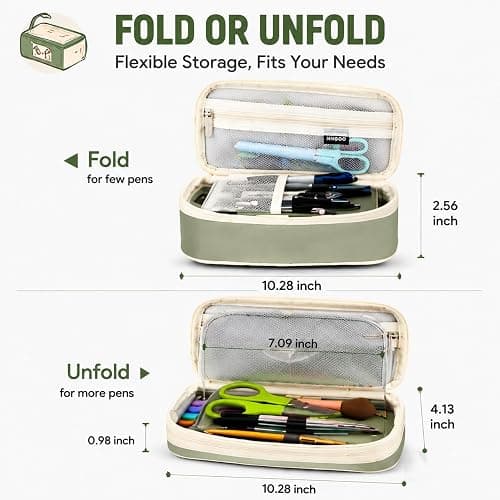 PUPTILY Pencil Case, Large Capacity Aesthetic Pencil Cases with Durable Zipper, Big Stationery Pencil Pouch for Women & Men, Adults Portable Storage Organizer Bag for College, Office, Travel (Green) thumbnail 5