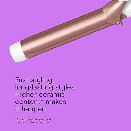 Conair Double Ceramic Curling Iron, 1 1/2" Extra-Long Barrel Hair Curling Iron, 30 Heat Settings, Turbo Heat, Auto Off, Cool Tip, Dual Voltage, Rose Gold thumbnail 3