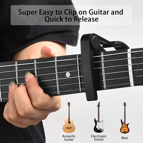 Guitar Tuner, Guitar Accessories with Guitar Picks, Guitar Capo, Capo for Acoustic Guitar, Bass, Buzzing-Free, Quick Release, Guitar Tuner Clip on for Guitar, Violin, Bass, Ukulele Chromatic thumbnail 2