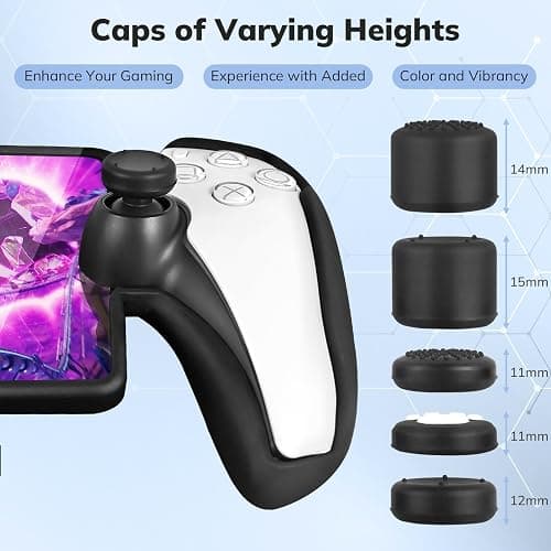 4 in 1 Accessoris Set Compatible with Playstation Portal, EVA Hard Carrying Case for PS5 Portal, Silicone Protective Cover,2 Pcs Screen Protector,10 Thumb Grip Caps,Ps Portal Accessories Black thumbnail 5