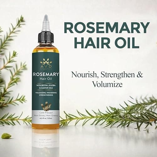 AVD Organics Rosemary Oil for Hair Growth & scalp | Infused With Biotin | Hair Strengthening Nourishing and Volumizing | Infused with Jojoba & Castor Oil | Non-GMO 120ml thumbnail 4