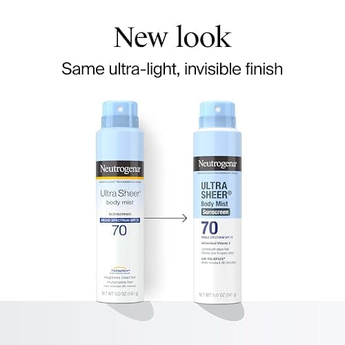 Neutrogena Ultra Sheer Body Mist Sunscreen Spray, Broad Spectrum SPF 70, Lightweight Spray Sunscreen, Non-Greasy & Water Resistant, Oil-Free & Non-Comedogenic UVA/UVB, 5 oz, Pack of 3 thumbnail 2