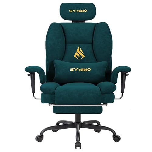 Symino Gaming Chair with Footrest, Up/Down Armrests, Suede Fabric Ergonomic Office Chair, 155° Recline Computer Chair for Desk, Green - Image 1