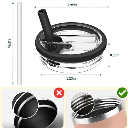 2 Pack 30 oz Tumbler Flip Straw Lid Replacement Compatible for Stanley Quencher, Leak Proof Lid Replacement for 30 OZ Stanley H2.0 FlowState Tumbler,Spill Proof Splash Reusable (Black) thumbnail 2