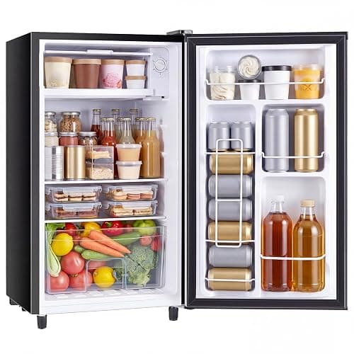 DUMOS 3.2 Cu.Ft Mini Fridge with Freezer, Single Door Refrigerator with Adjustable Thermostat, Compact Small Fridge for Bedroom, Office, Dorm, Black, Single Door - Image 1