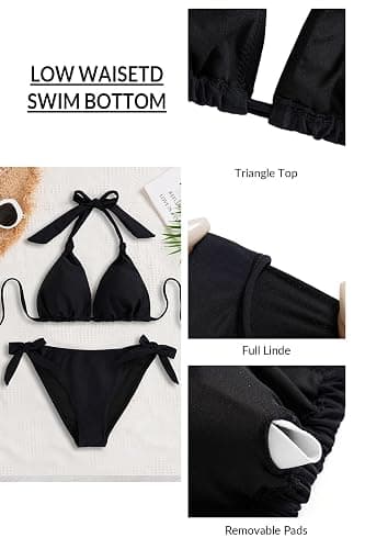 Women Halter Bikini Set - Two Piece Triangle Swimsuit Tie Bathing Suit 2025 Cute Swimwear thumbnail 4