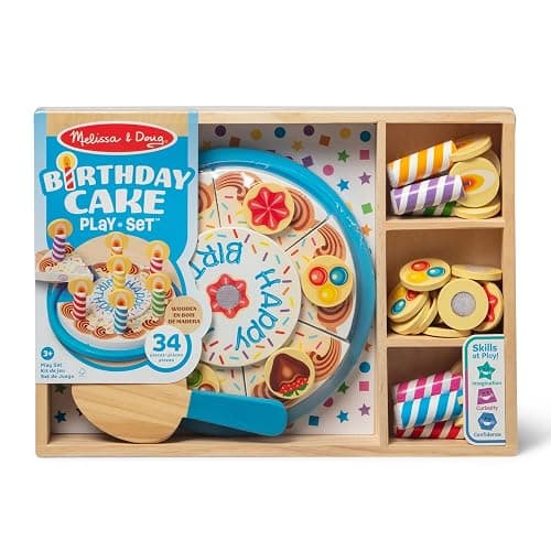Melissa & Doug Birthday Party Cake - Wooden Play Food with Mix-n-Match Toppings and 7 Candles thumbnail 3