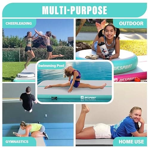 AKSPORT Inflatable Gymnatsics Mat Tumble Track 10ft 13ft 16ft 20ft 23ft Air Tumbling Mat with Air Pump for Home Use/Training/Cheerleading/Yoga thumbnail 6