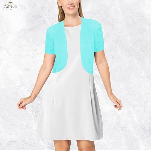 Gal Moda | Short Sleeve Shrug for Women’s | Short Cardigan Bolero Jacket Sweater Dress Cover up | Crochet Knitted Shrug thumbnail 5