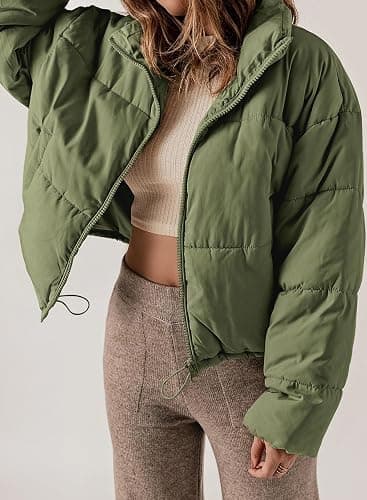 Dokotoo Womens Winter Quilted Jackets Long Sleeve Full Zip Puffer Jacket Coats with Pockets thumbnail 8