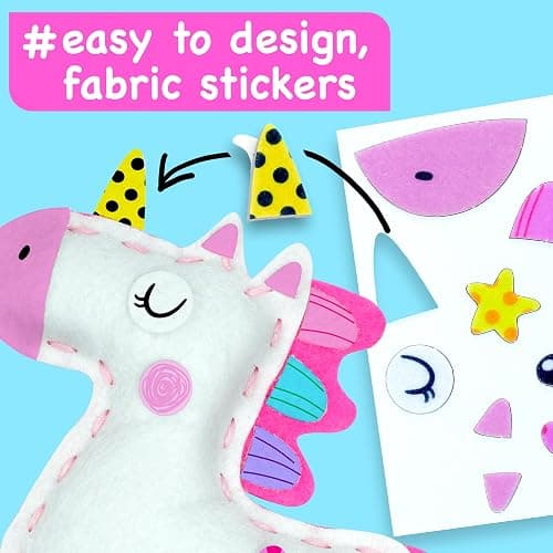EZCRA Unicorn Sewing Kit for Kids Ages 4-8, 4 Easy Projects, No-Mess Learn-to-Sew Arts & Crafts with Felt Stickers for Beginners thumbnail 5