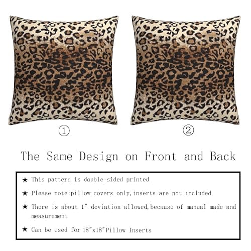 Brown Leopard Pillow Cover 20x20 Inches Cheetah Throw Pillows Set of 2 Soft Cotton Leopard Print Decorative Throw Pillow Covers for Home Couch Sofa Bedroom Livingroom - 20" x 20" (Pack of 2) - Leopard Brown thumbnail 8