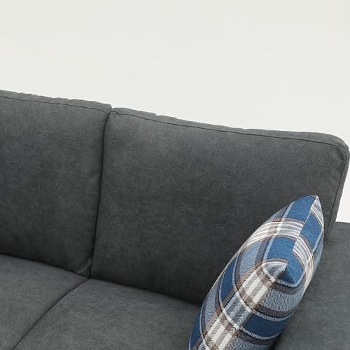 Panana Modern Linen Fabric Corner Settee - 2 Seater or 3 Seater, Compact Living Room Sofa with 2 Free Back Cushions (Grey) thumbnail 8