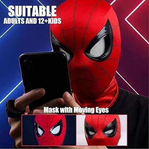 DCKENGO Halloween Hero Mask with Moving Eyes, Realistic Role Play Mask Costume for Cosplay, Birthday Gift for Big Kids/Adults thumbnail 6
