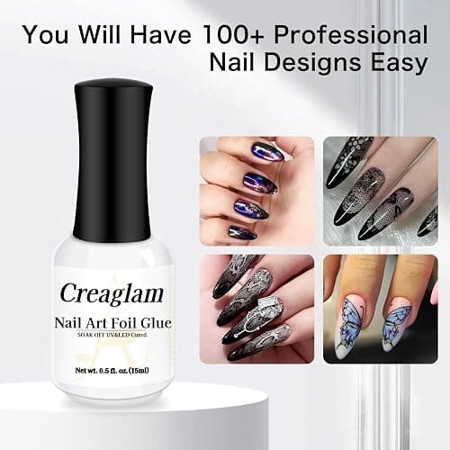 Creaglam Nail Foil Glue Gel: Nail Art Foil for Foil Stickers Nail Glue Foil Transfer Gel - 15ML Transfer Glue Nail Art Manicure DIY Enthusiasts - Required LED Lamp Soak Off thumbnail 3