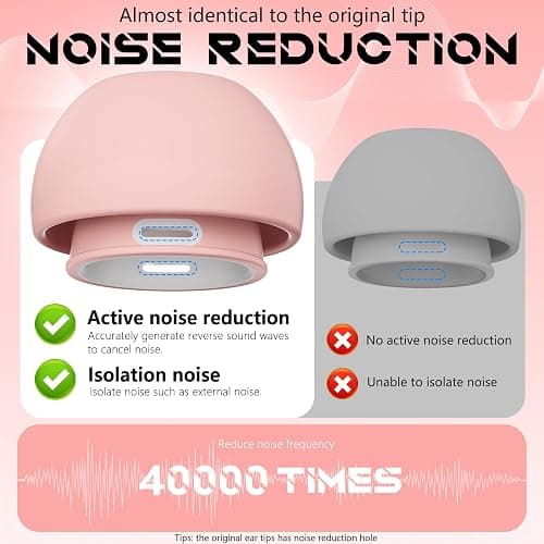 4 Pairs Replacement Ear Tips for AirPods Pro 2nd/1st Generation with Portable Storage Box,Noise Reduction Holewith & Built-in dust Guard Screen,Silicone Ear Tips for Apple AirPods Pro,4 Size-Pink thumbnail 5