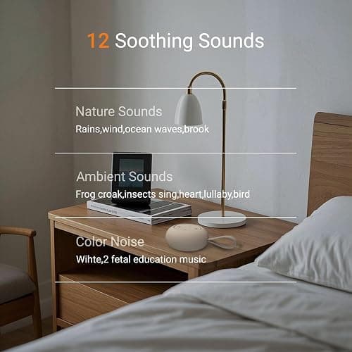 Portable Baby Sound Machine [White Noise for Babies Kids Adults][Timer Function][12 Soothing Sounds][Sleep Boombox] 15 Hours Battery Life, Travel,Registry,Gifts,Shower,Clips on Baby Stroller thumbnail 2