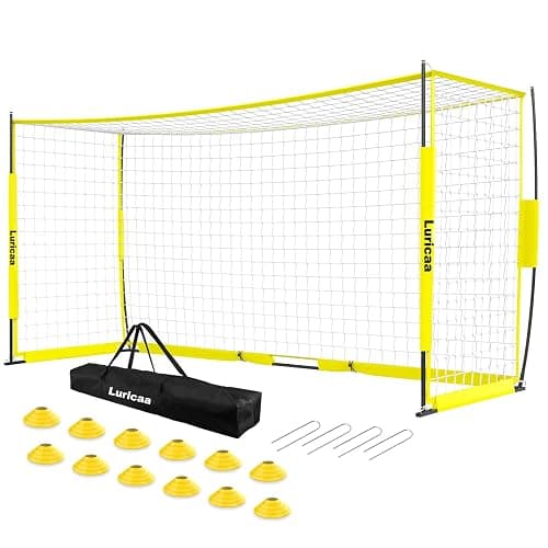 Luricaa Soccer Goal 12×6 ft /16×7 ft Portable Soccer Goals Net for Backyard | Quick Setup Training Equipment, with Carry Bag, 4 Ground Nails, 12 Training Cones - Image 1