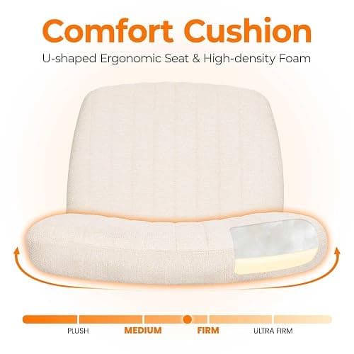 NEO CHAIR Criss Cross Chair with Wheels Home Office Cross Legged Armless Chairs Ergonomic Adjustable Computer Desk Task Wide Seat for Bedroom Vanity Comfy Swivel (Beige) | Cross-Legged Comfort for Vanity, Bedroom, or Home Office, 360° Swivel, Adjustable Height, Rolling Base, and Fabric Finish thumbnail 3