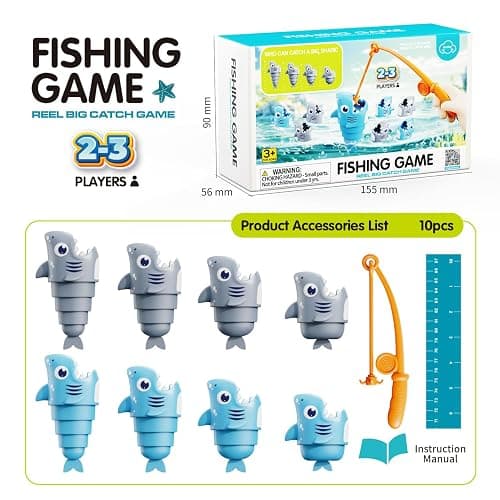MINGKIDS Shark Fishing Game for Kids - Preschool Math Games for 3 Year Olds, Toddler Fine Motor Learning Toys, Fun Family Board Games for Boys and Girls Ages 3-5 thumbnail 6