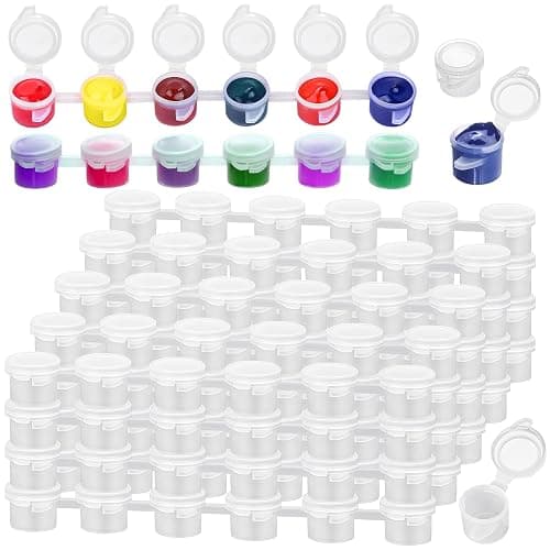 Caffox 240-Piece Empty Paint Pot, 40 Strips Acrylic Mini Paint Container Strip Storage with Lid for Classrooms, School Art & Crafts 3ml/ 0.1oz - Image 1