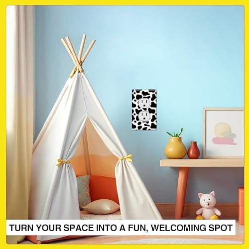 GTOTd Checked Cow Star Cartoon Outlet Cover Sticker Deacl 6 pcs (Not Plate,Size 4.5" x 2.76"),Cute DIY Wall Decor Art Decorative Light Switch Plate Faceplate Kids Room Kitchen Bathroom thumbnail 5