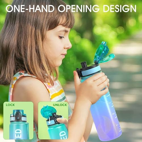Sahara Sailor Water Bottle, 32/25/17oz Durable and Leakproof Water Bottles Motivational with Time Marker, Tritan, BPA Free, Wide Mouth with Easy Clean Brush for Gym, Travel, School, Office (1 Bottle) thumbnail 4