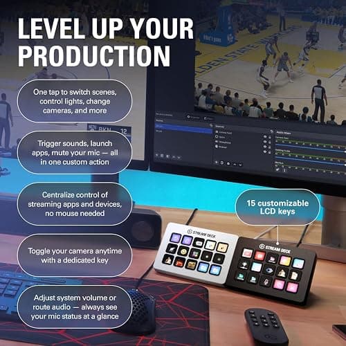 Elgato Stream Deck MK.2 – Studio Controller, 15 macro keys, trigger actions in apps and software like OBS, Twitch, ​YouTube and more, works with Mac and PC thumbnail 3