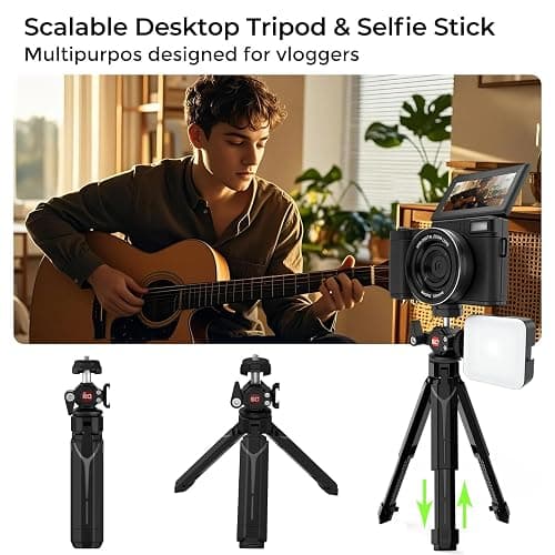 5K Vlogging Camera with WiFi 64MP 4K Digital Camera for Photography Vlog Camera with Flip Screen Video Camera for YouTube with Selfie Light, Desk Tripod, Batteries thumbnail 5