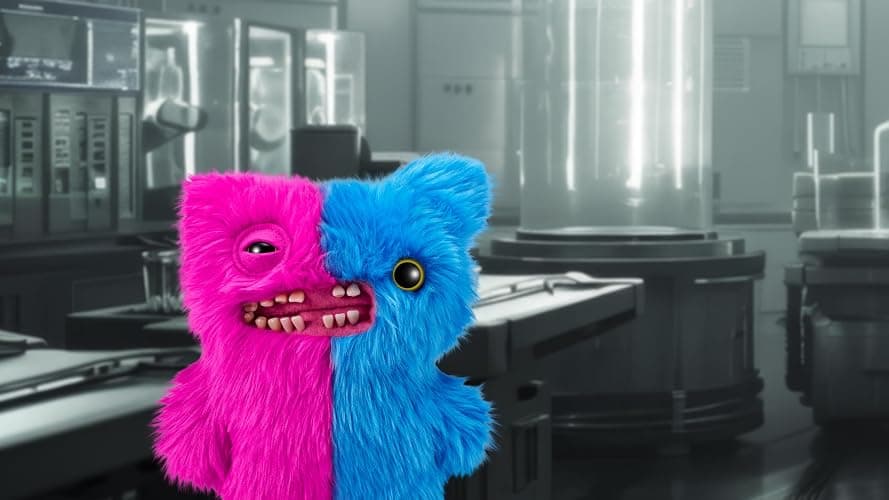 Fuggler ZURU Misfit Monsters 9" Series 1 Funny Ugly Monster Plush Toy (Mr Screech - Pink & Blue) thumbnail 2