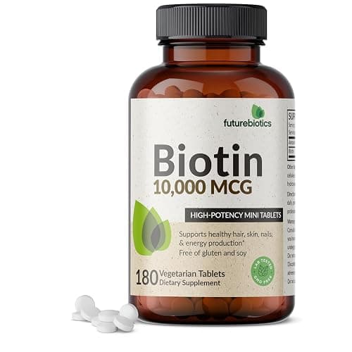 Futurebiotics Biotin 10,000 MCG High Potency Tablets Supports Healthy Hair, Skin & Nails & Energy Production, Non-GMO, 180 Vegetarian Tablets - Image 1