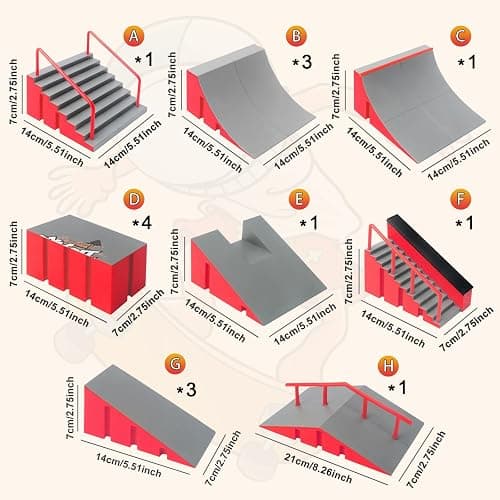 CS COSDDI Finger Skateboard Park Kits,14 in 1 Skateboard Finger Toys with 8 Finger Skateboards & 14 Skatepark Deck Ramp,Finger Bike for Boys or Girls Gift,Mini Finger Skateboards Ramp Accessories Set thumbnail 3
