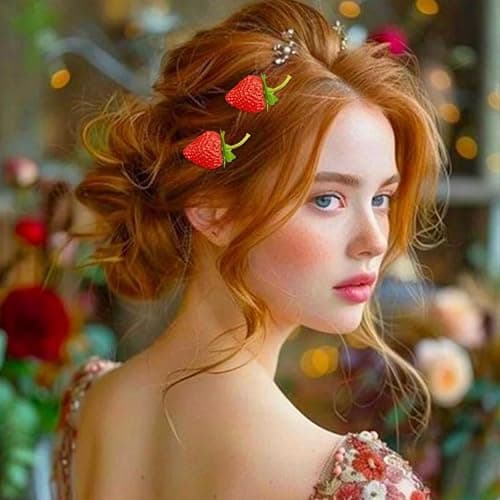 10 Pcs Strawberry Hair Clips Women Bangs Alligator Clips Christmas Birthday Decoration Accessories Fruit Daily Hairpins Red Green Bobby Pins thumbnail 3