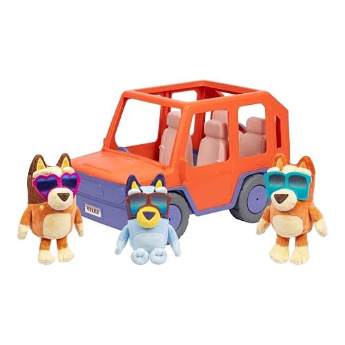 Bluey Big Heeler 4WD and Family Toddler Toy Car, Bingo and Chilli Plush Buddies, Opening Hood Storage, Car Toys for Kids 3+, Amazon Exclusive - Image 1