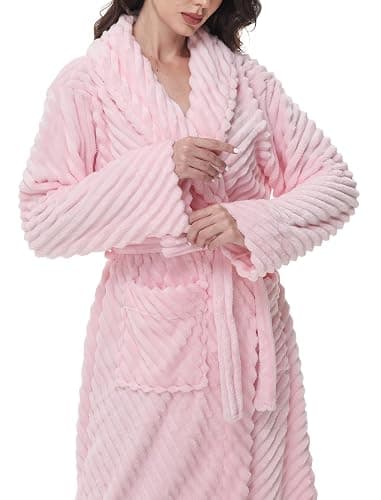 Yurhap Premium Robes for Women - Super Soft Cozy Fleece Womens Robe Plush Long Bathrobe thumbnail 4