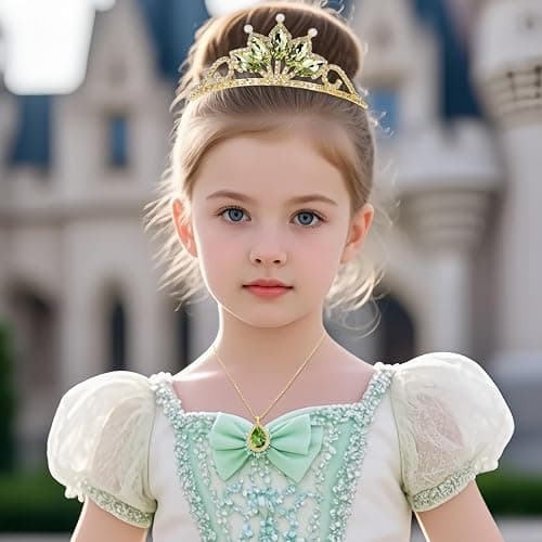 FRTTVM Princess Tiana Tiaras and Necklace for Women Green Princess Tiana Crown Birthday Halloween Party Princess Tiana Accessories thumbnail 6