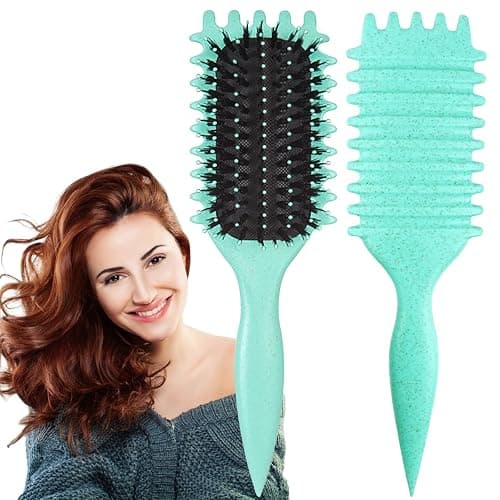 Curl Defining Brush, 1 PCS Curly Hair Brush, Brush for Curly Hair, for Combing and Shaping Men's and Women's Curls to Reduce Pulling (Green) - Image 1