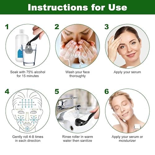 URAQT Dermaroller Microagujas, 1.5mm Rodillo Derma para Cara y Cuerpo, Rodillos Facial de Titanio Microagujas, Herramientas de Aseo para Anti-Edad, Eliminación de Cicatrices Acne, Poro Contractivo thumbnail 5