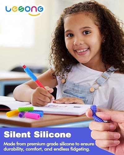 Sensory Fidget Toys Kids Adults: 24 Pack Textured Silicone Pencil Grips for Autism Kids Calming - ADHD Tools for Anxiety Relief Items - Quite Fidget Toy Special Education Needs Classroom Must Have - 24 Pack thumbnail 3