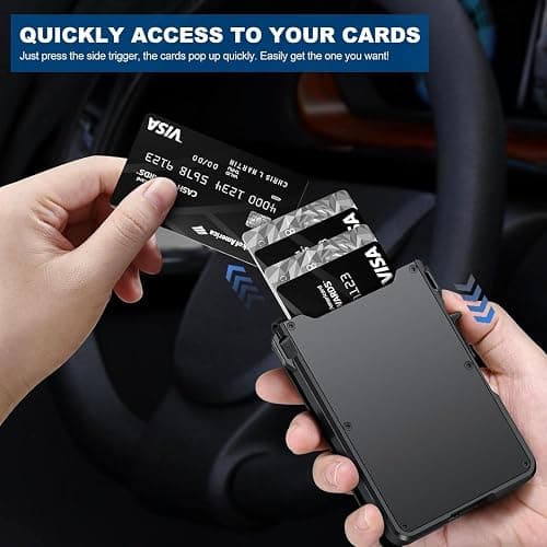 ZALVEX Wallet for Men, Mens Minimalist Wallet 9-13 Cards, Slim Compact Wallet with Money Clip & ID Window, RFID Blocking Smart Pop Up Card Wallet, Metal Aluminum Credit Card Holder Bifold Wallet thumbnail 3