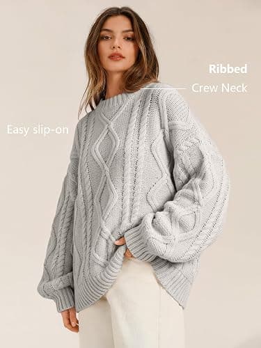 Trendy Queen Women's Oversized Cable Knit Sweaters 2026 Fall Outfits | Quiet Luxury Style, Chunky Knit Texture, Winter Holiday Outfit, Easy Layering Piece, Fall Fashion Staple thumbnail 4