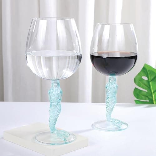 Supreme Housewares Durable Acrylic Plastic Stem Wine Glasses, Set of 2, Reusable Plastic Drinkware, BPA-free, Shatter-Proof, Ideal for Wine and Beverage (17 oz, Mermaid) thumbnail 2