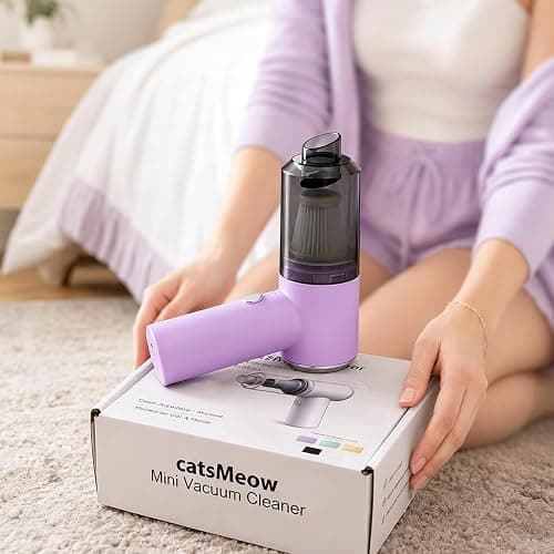 Mini Handheld Vacuum Portable for Desk, Keyboard, Car & Crumbs, Lavender | Quick Cleanups, Tight Spaces, Rechargeable Cordless, Easy Storage, Office, Cup Holders, Seat Gaps, Window Tracks thumbnail 7