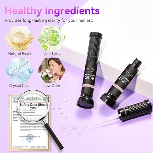 Makartt Nail Rhinestone Glue Gel, Upgrade Gel Nail Glue with Brush Pen Tip Super Strong Adhesive Precise for Nail Charms Crystals Rhinestone Beads Flower 3D Decorations 8ml*2 thumbnail 7