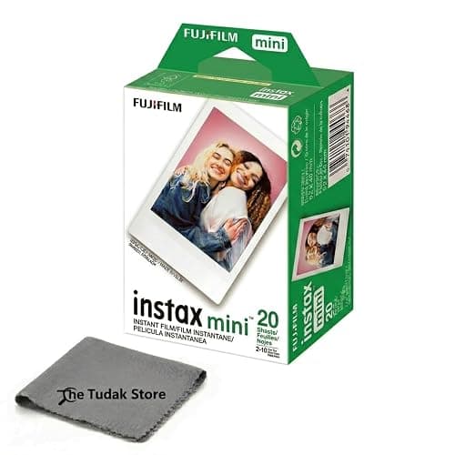 Fujifilm Instax Mini Instant Film, 20 Sheets – White Daylight ISO 800 for Instax Mini 13, 12, 11, 41 Cameras –Bundeld with The Tudak Store Microfiber Cleaning Cloth - Image 1