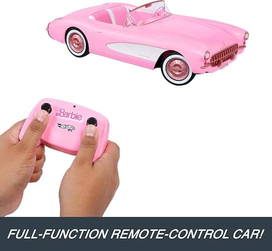 Hot Wheels RC Corvette from Barbie the Movie, Full-Function Remote-Control Toy Car Holds 2 Barbie Dolls thumbnail 4